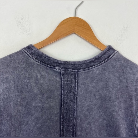 Anthropologie Daily Practice Blue Frayed Surplice Cotton Romper, Size Small - Picture 7 of 10